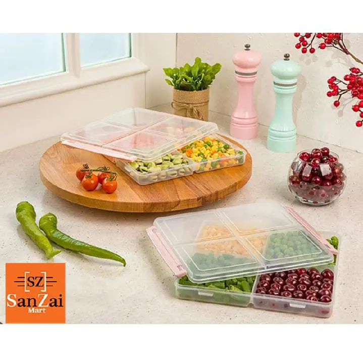 4 Grid Airtight Freezer Box With Lid & Lock