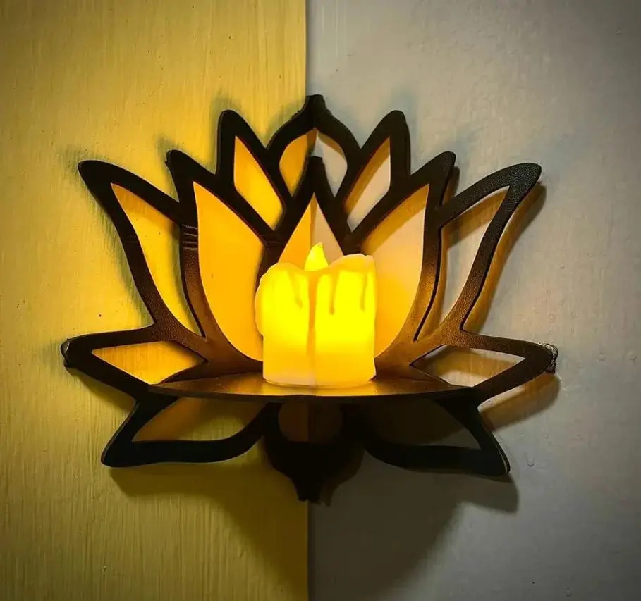 3D Wooden Flower  Corner Shelf