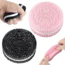 Sticky Cookie Squishies Fidget Toys Adults, Squeeze Toys Sensory Toys for Kids with Autism, Stress Balls for Adults Fidgets Birthday Gifts Party Favors for Kids(2 Pack Pink Black)