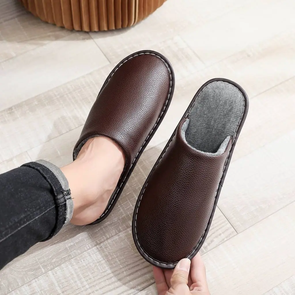Hyper Hawk: Leather Autumn and Winter Household Slippers