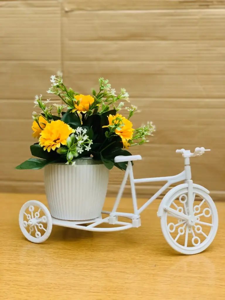 Unique Floral Cycle Decoration With Artificial Flowers Bicycle Woven Flower