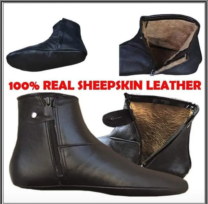 Halal Cow Leather Socks Mozay For Men's Women's Hajj & Umrah Slipper With Zip and Button.