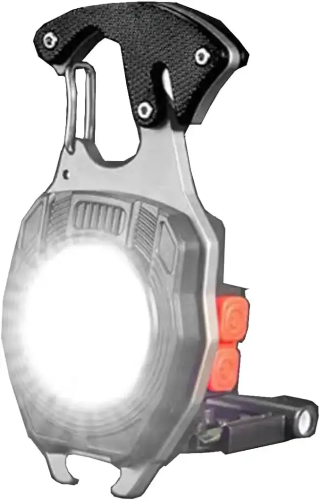 COB Keychain Work Light Flashlight 7 Light Modes 1600Lumen, Rechargeable, LED, Black