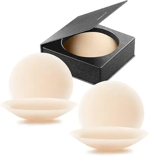 VOCH GALA Nipple Covers 2 Pairs-Seamless and Sheer Adhesive Silicone Nipple Pasties for Women Reusable, Sticky Breast Petals