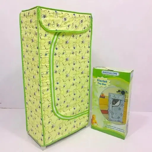 Chohtai Toys 3 Shelfs Kids Accessories Cupboard Almirah With Stylish Cover Cloth