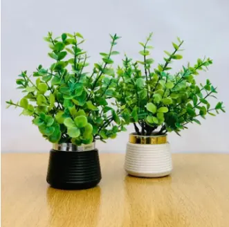 Pack of 2 Artificial Wild Plants Decorative Greenery with Black/White