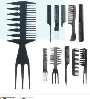 Professional Hair Styling Combs Set For ( Women & Men ) - Black (Pack of 10)