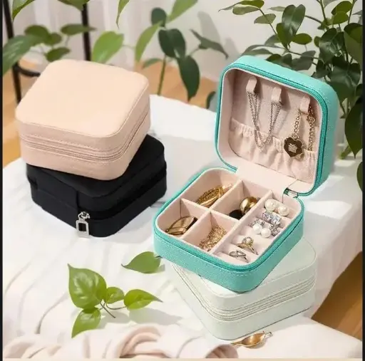 Costumized With Your Name Leather Jewellery Organizer Box with Zipper
