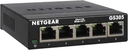 NETGEAR 5-Port Gigabit Ethernet Unmanaged Essentials Switch (GS305) - Home Network Hub, Office Ethernet Splitter, Plug-and-Play, Silent Operation, Desktop or Wall Mount