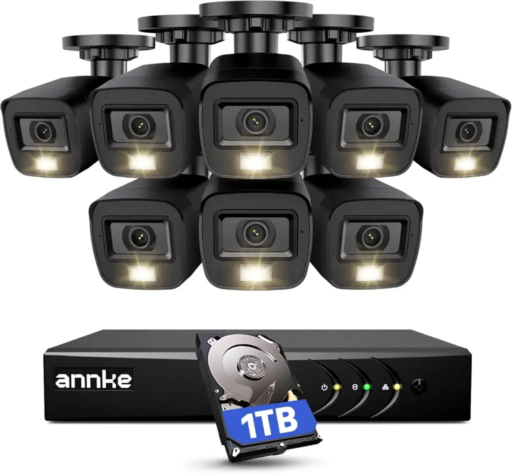 ANNKE 3K Lite 8CH Wired Security Camera System – AI Detection, Color Night Vision, 1TB HDD