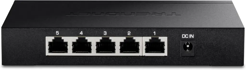 TRENDnet 5-Port Unmanaged 2.5G Gaming Switch, TEG-S350, 5 x 2.5GBASE-T Ports, 25Gbps Switching Capacity, Ethernet Splitter, NDAA & TAA Compliant, Fanless, Wall Mountable, Lifetime Protection, Black