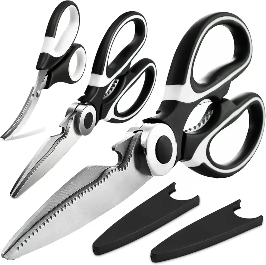 Kitchen Scissors 3 Pack – Heavy Duty Stainless Steel Cooking Shears, Dishwasher Safe